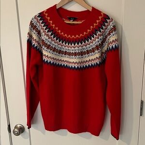 Joules Red and Blue Patterned Crewneck Sweater
